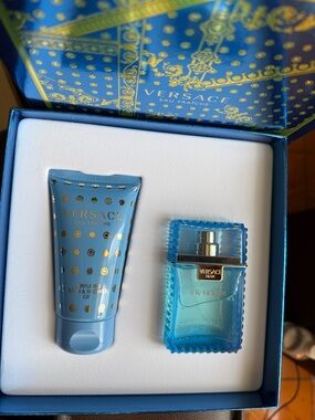 Versace Eau Fraîche Set - Light Blue with Gold Accents